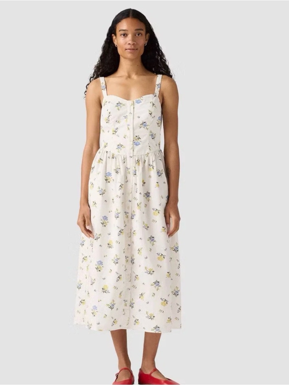 Levi’s Women Adore Midi Dress with Blue and Yellow Floral Print